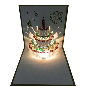 3D Pop up Birthday Cards Warming LED Light Birthday Cake Music