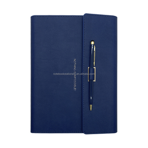 Blue A5 Lined Leather Journal Personalized Notebook Diary Executive Gift Set