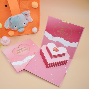 Simple High-End Handmade Paper Birthday Greeting Cards Premium UV Varnishing