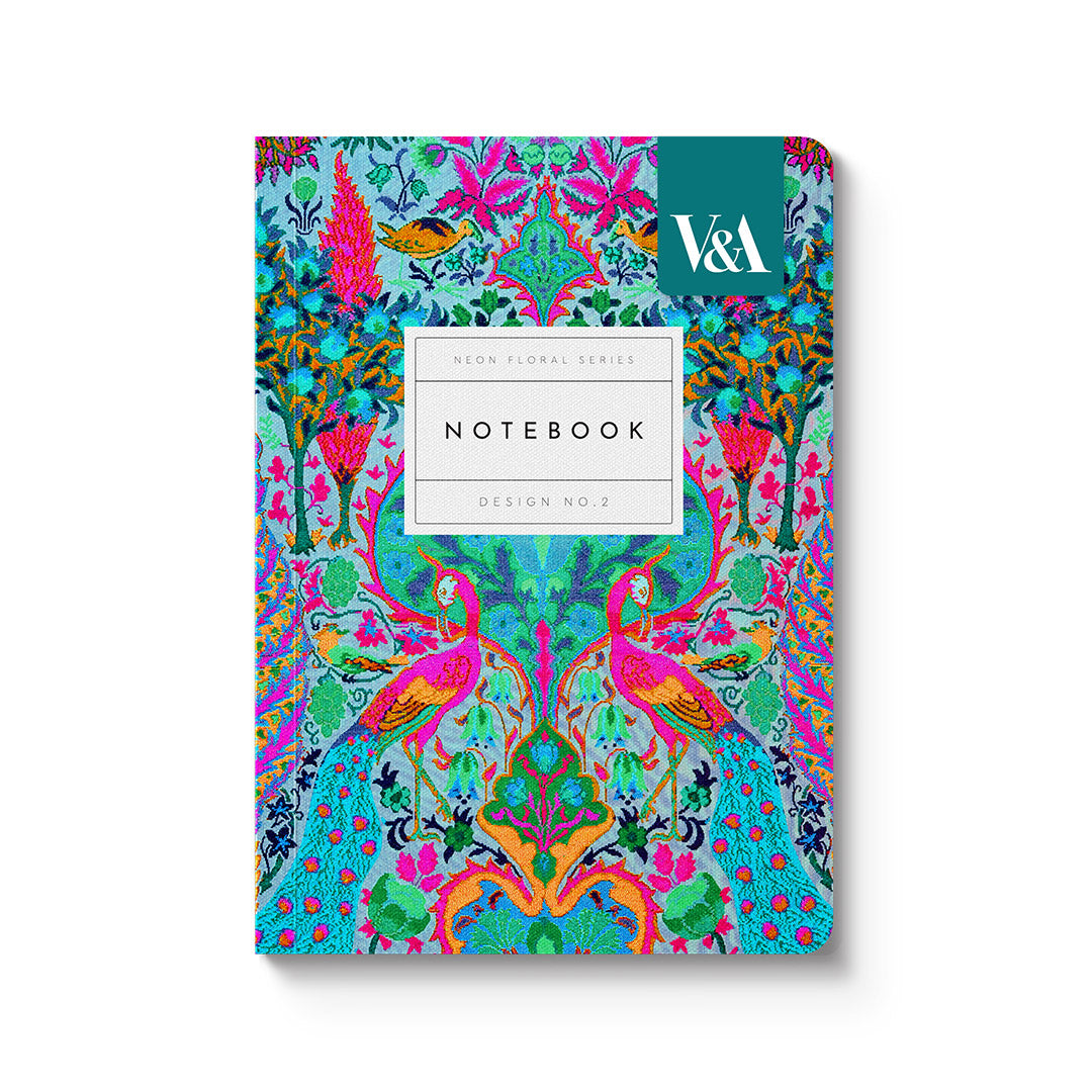 Neon Floral Peacock A6 Premium Paperback Notebook
