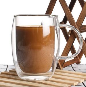 Clear Glass Coffee Mugs Double Wall Insulated Set