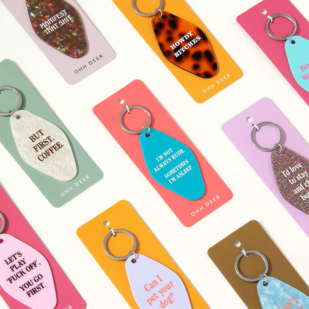 Acrylic vintage style hotel keyrings