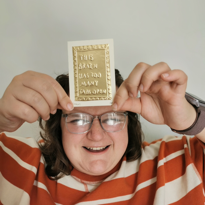 Meg Fatharly printmaking for hardcover notebooks