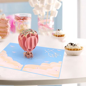 Custom Luxury Bulk Happy Birthday Popup Cards 3d Hot air Balloon Pop up